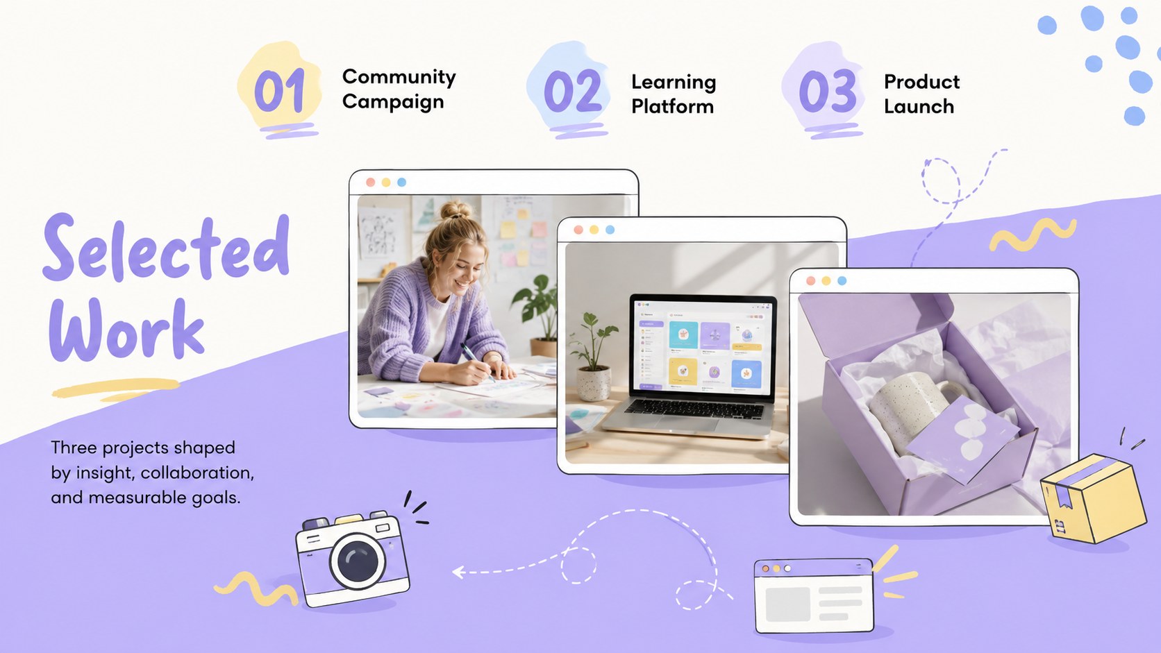 Pastel Doodle Portfolio Deck presentation template, slide 6