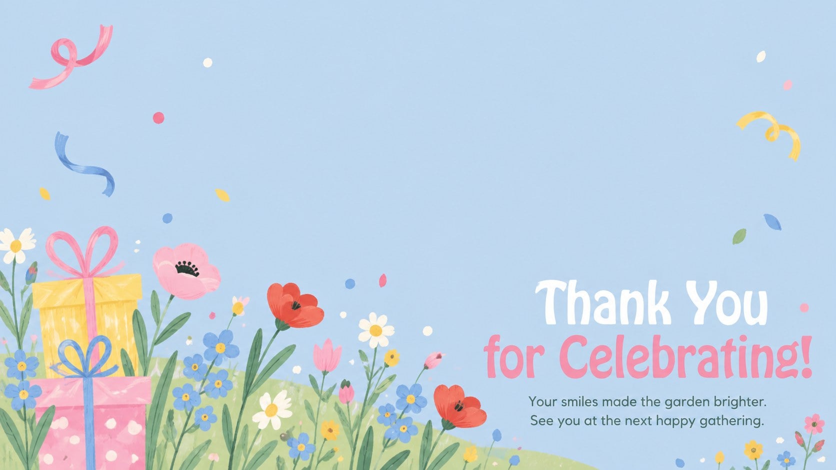 Pastel Garden Birthday Celebration Deck presentation template, slide 15
