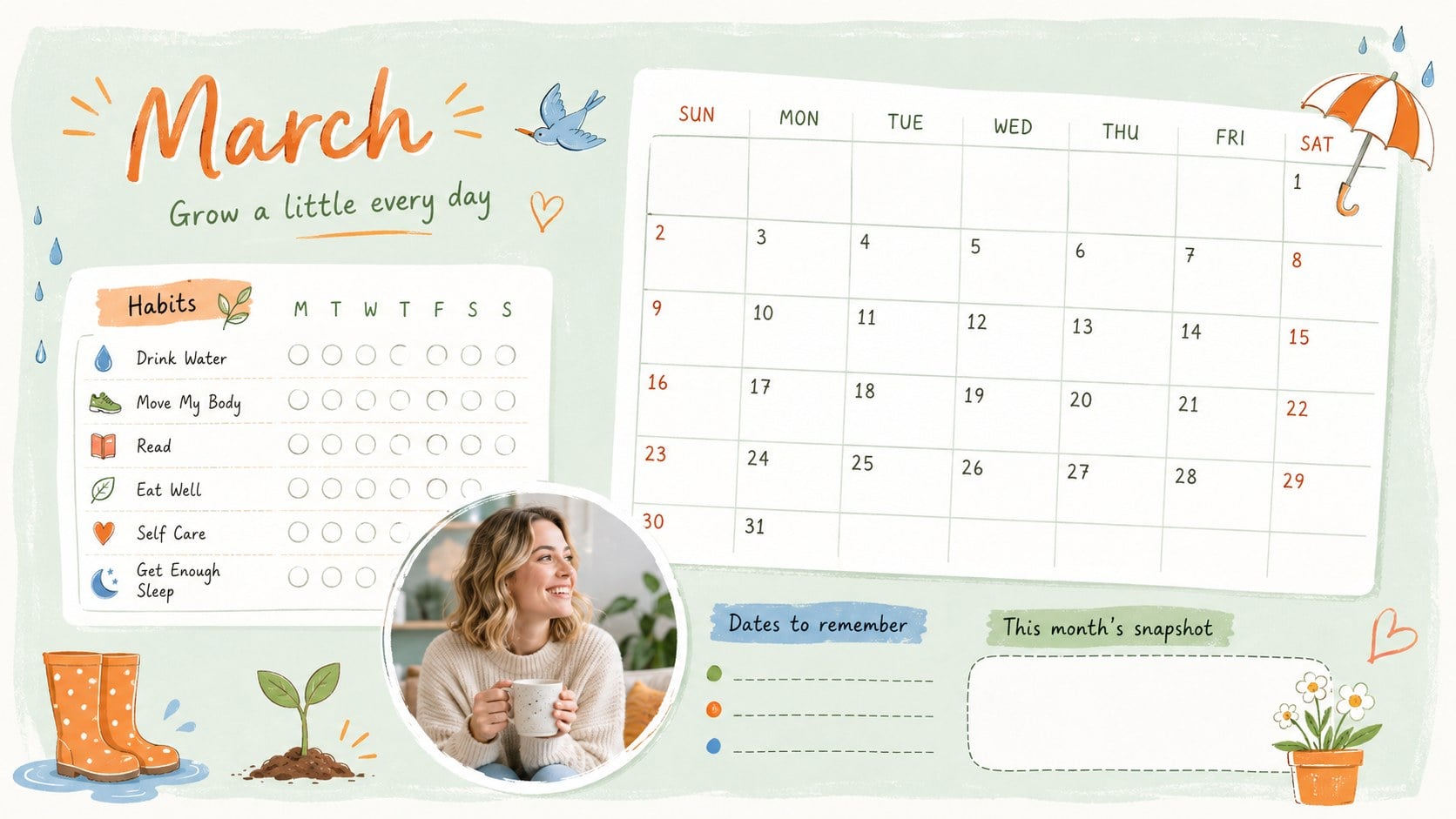 Pastel Memory Planner Calendar Slides presentation template, slide 5