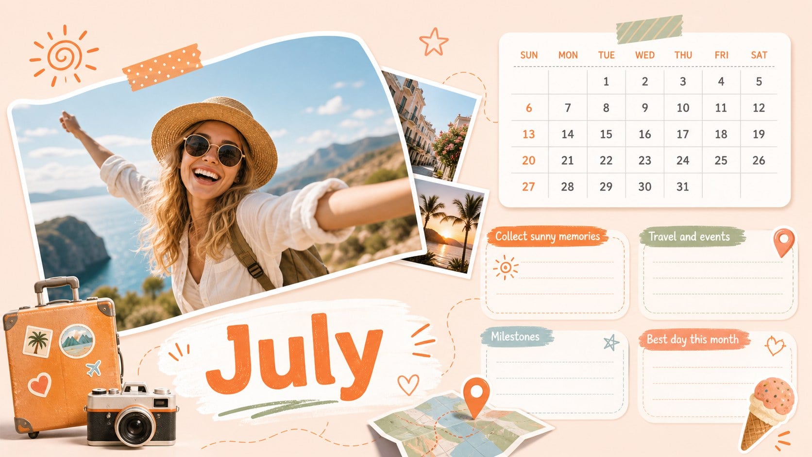 Pastel Memory Planner Calendar Slides presentation template, slide 9