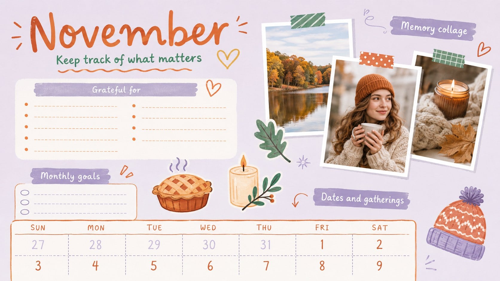 Pastel Memory Planner Calendar Slides presentation template, slide 13