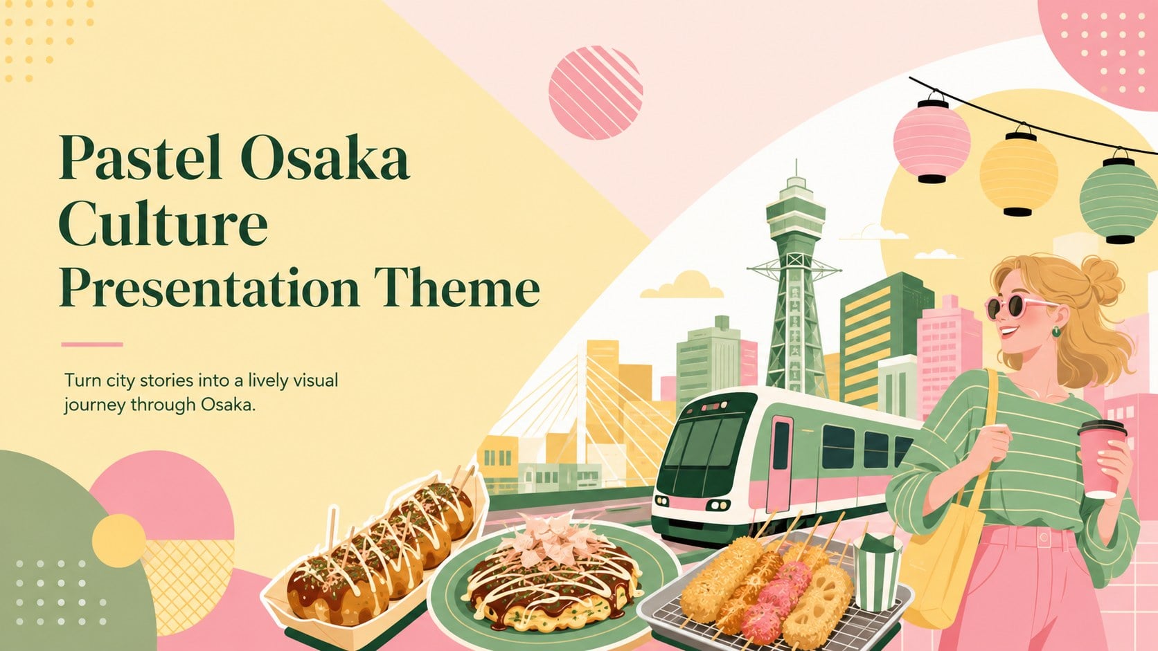 Modelo de apresentação Tema Cultural de Osaka em Tons Pastel, slide 1