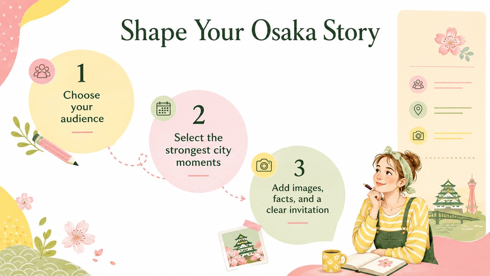 Pastel Osaka Culture Story Deck presentation template, slide 12