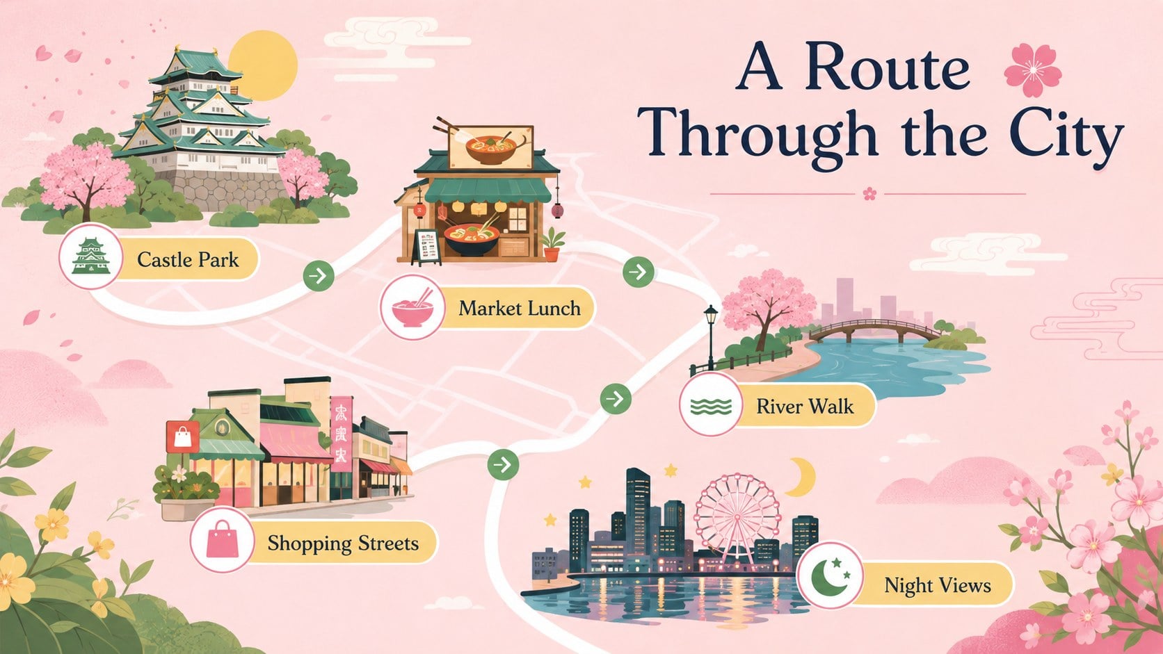 Pastel Osaka Culture Story Deck presentation template, slide 13