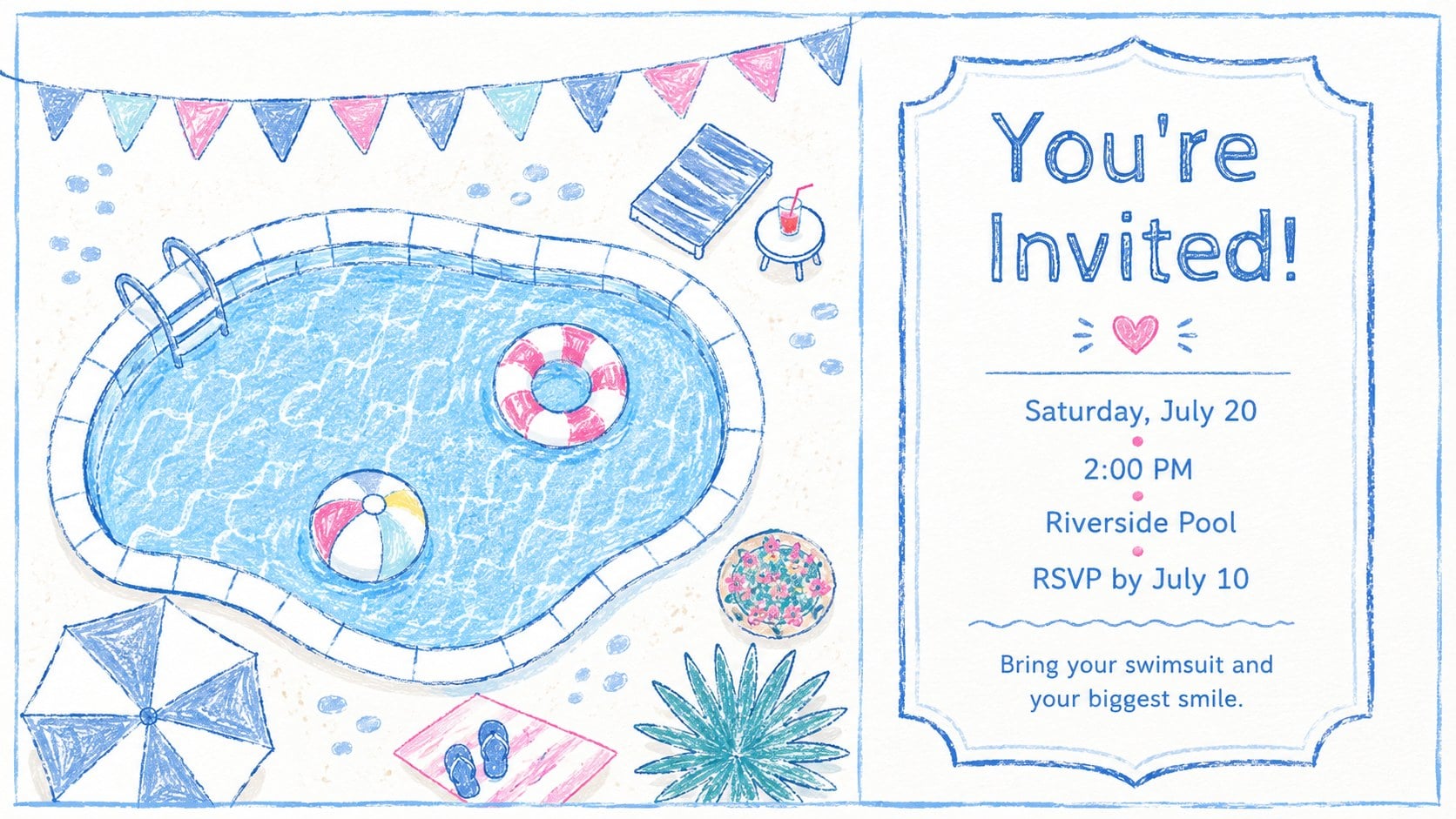 Pastel Poolside Birthday Deck presentation template, slide 2