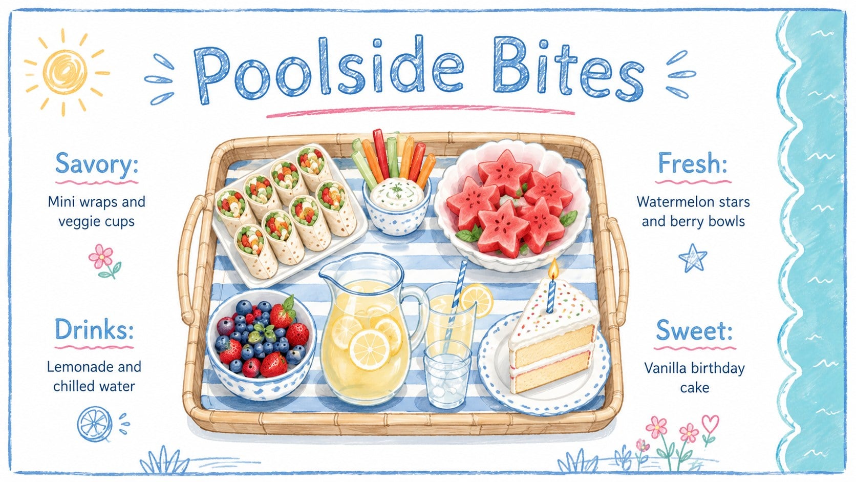 Pastel Poolside Birthday Deck presentation template, slide 6