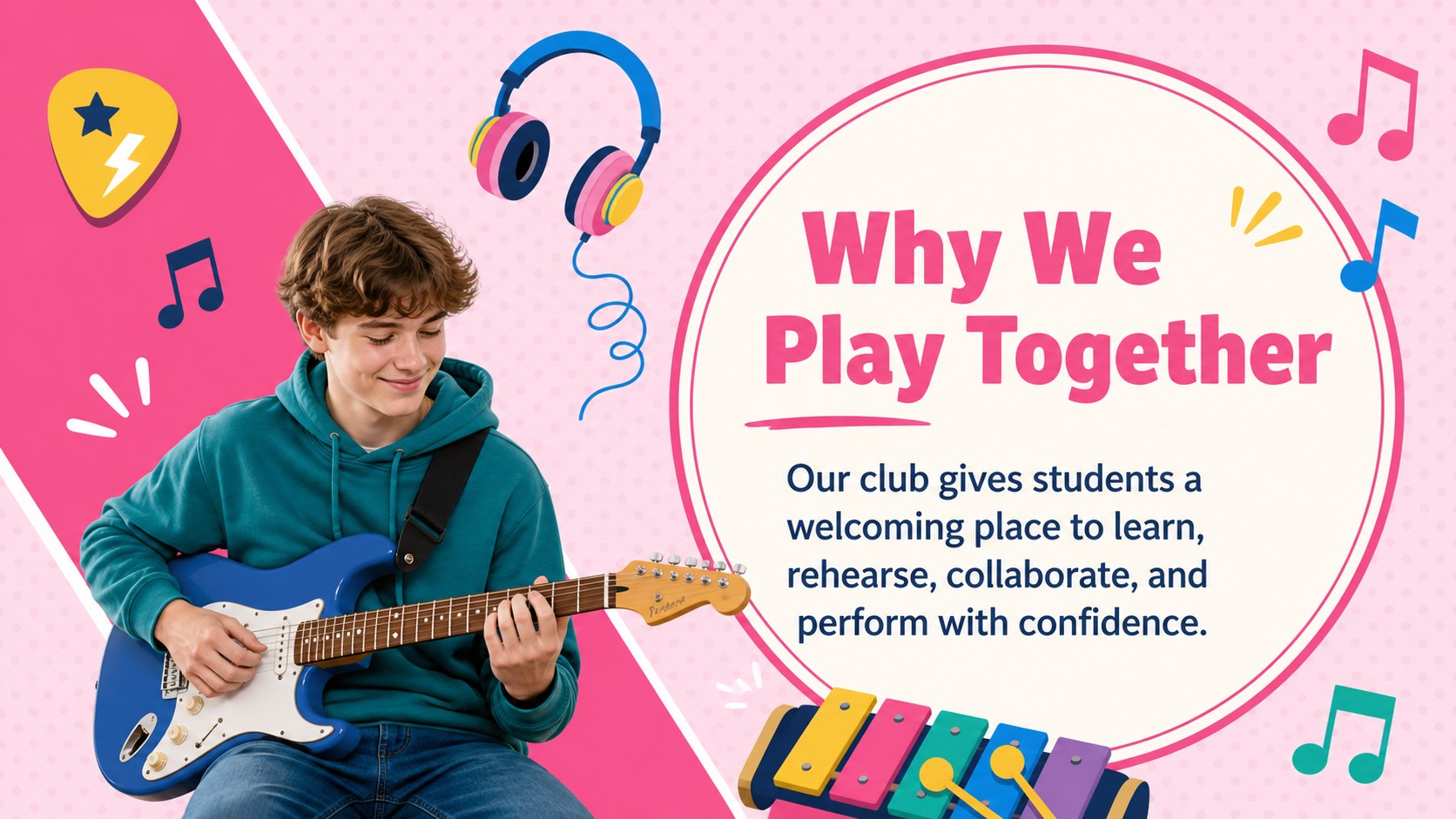 Pastel Pop School Band Club Presentation presentation template, slide 3