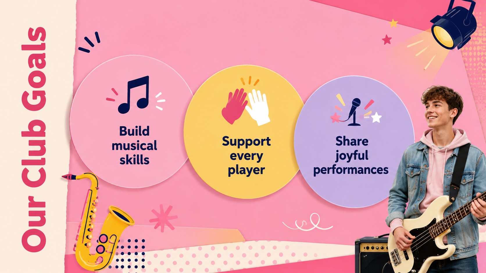 Pastel Pop School Band Club Presentation presentation template, slide 4