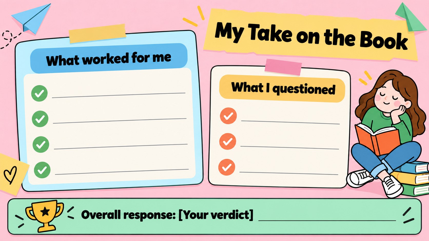 Pastel Reading Response Scrapbook Deck presentation template, slide 11