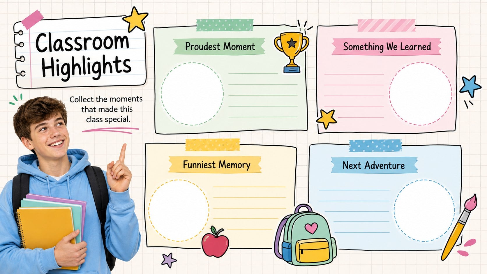 Pastel Scrapbook Diary Slides presentation template, slide 13