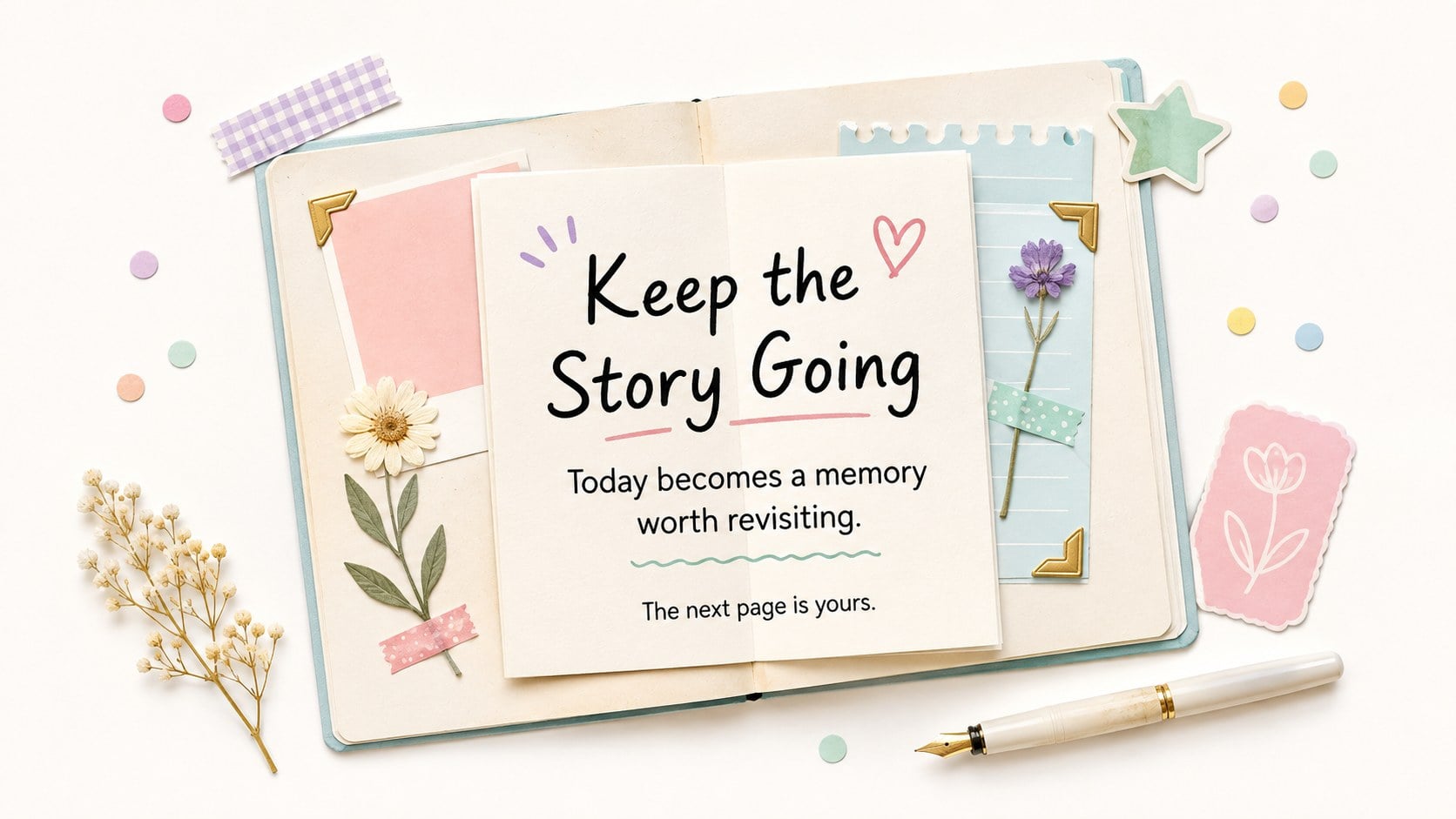 Pastel Scrapbook Diary Slides presentation template, slide 15
