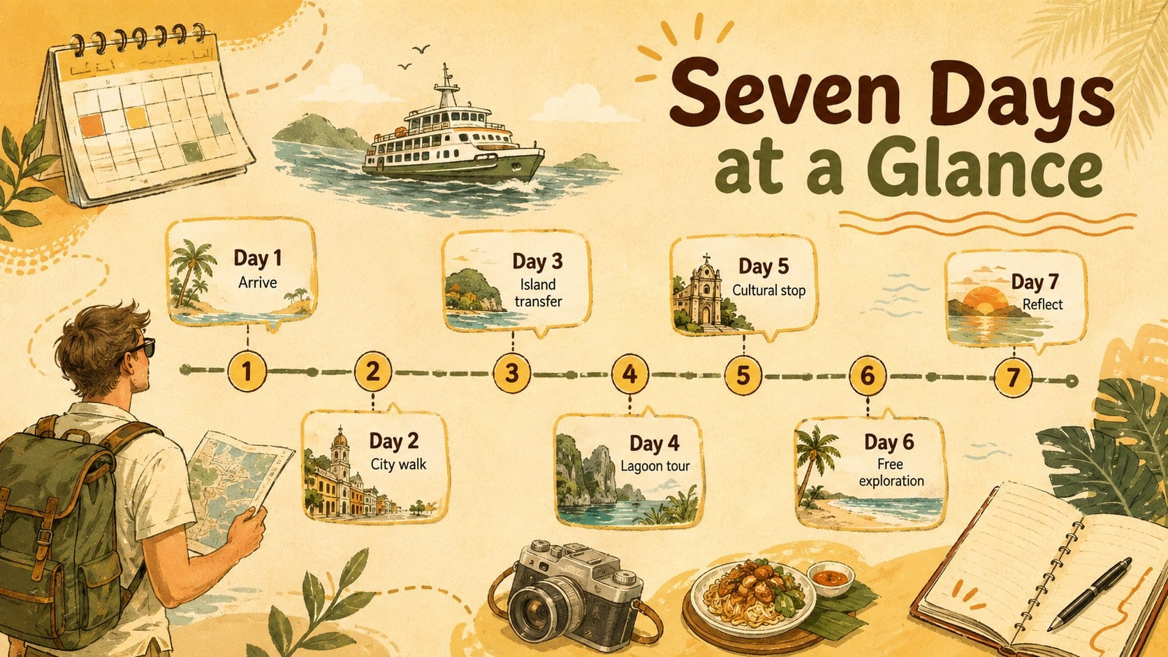 Modelo de apresentação Diário Ilustrado de Viagem às Filipinas, slide 13