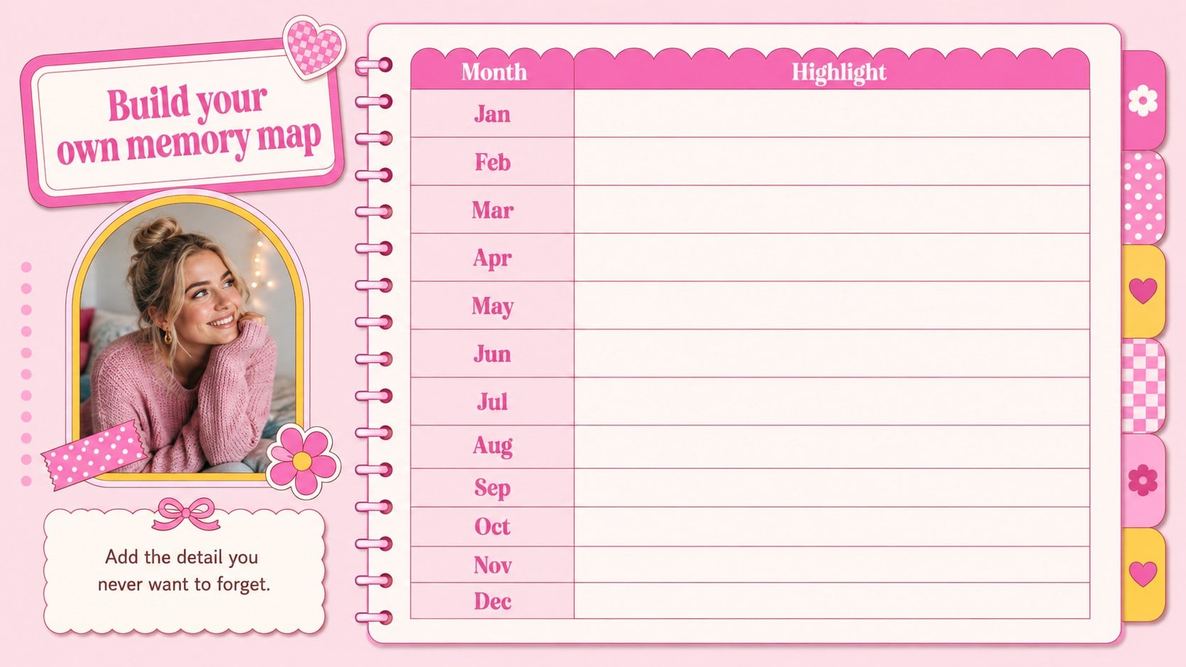 Pink Milestone Memory Deck presentation template, slide 14
