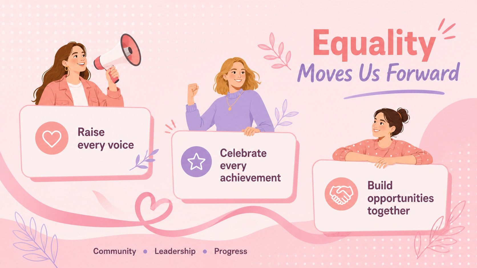 Pink Women's Equality Event Flyer presentation template, slide 2