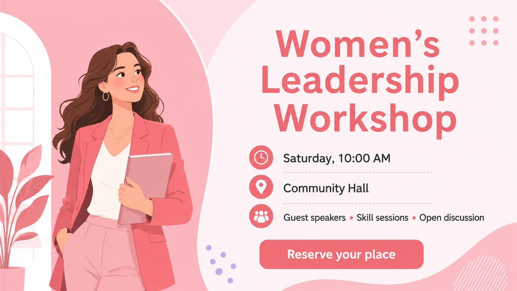 Pink Women's Equality Event Flyer presentation template, slide 3
