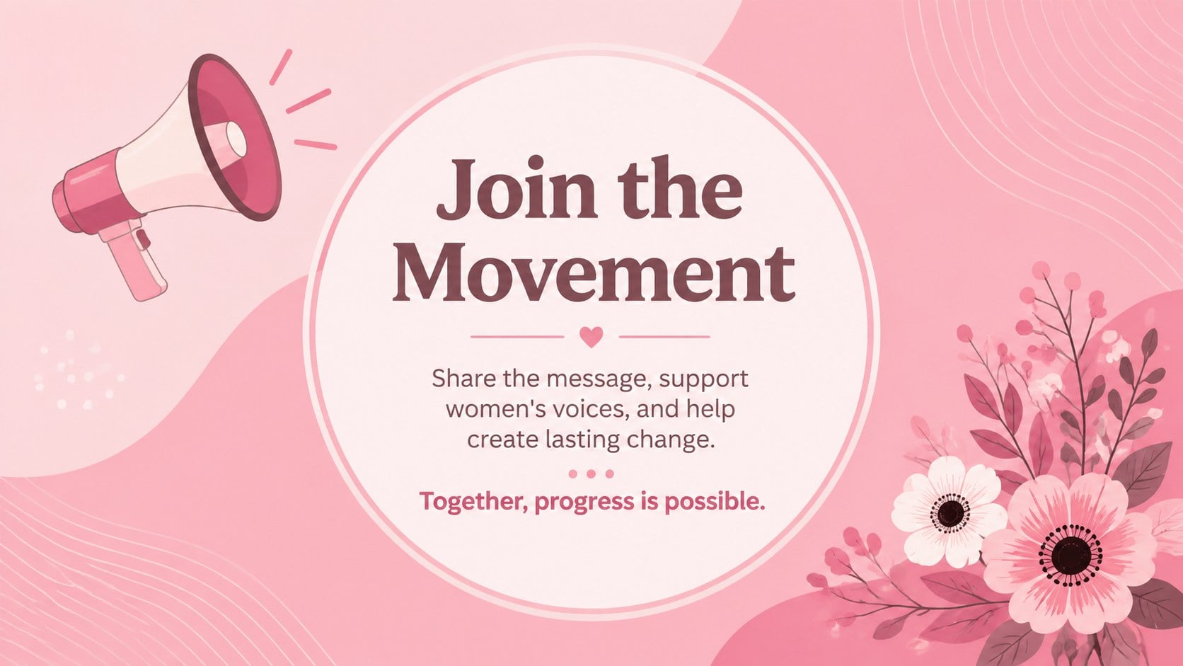 Pink Women's Equality Event Flyer presentation template, slide 4