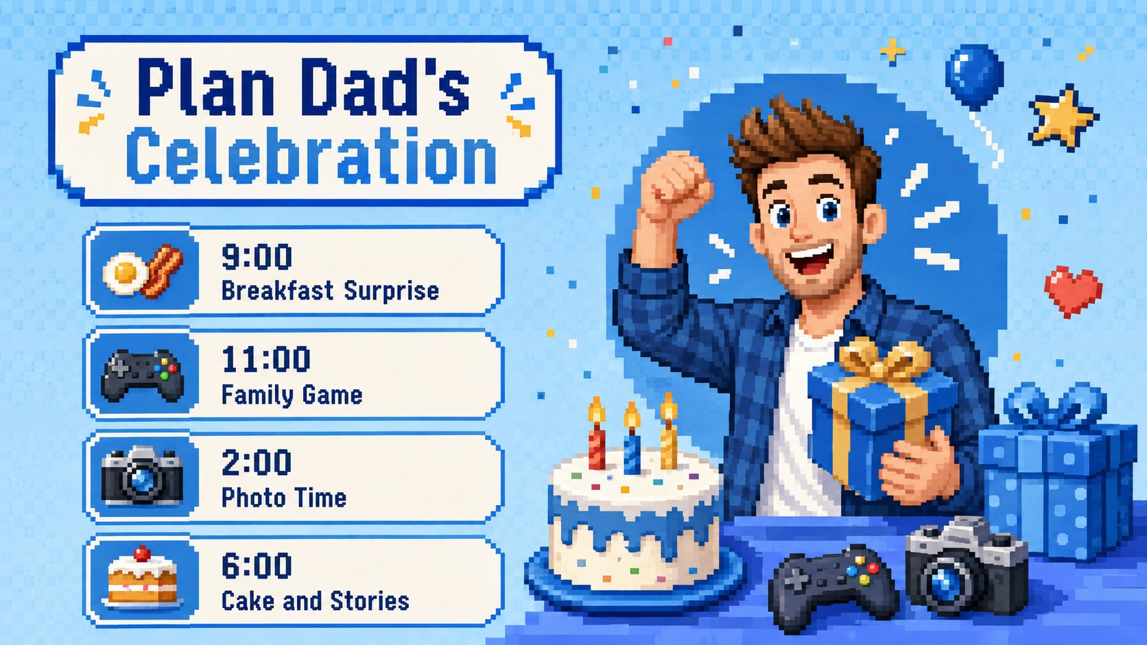 Pixel Hero Dad Tribute Deck presentation template, slide 11