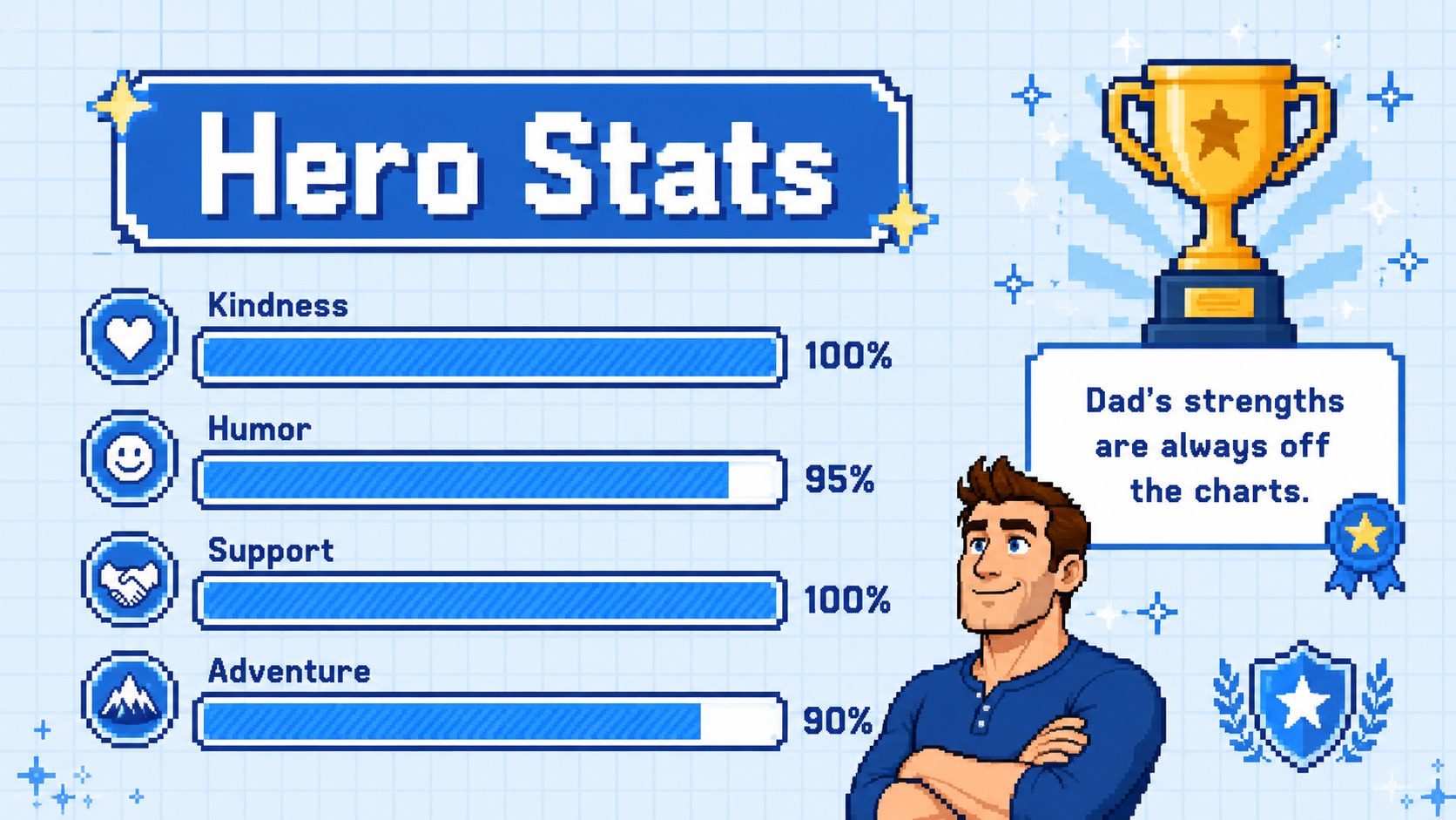 Pixel Hero Dad Tribute Deck presentation template, slide 13