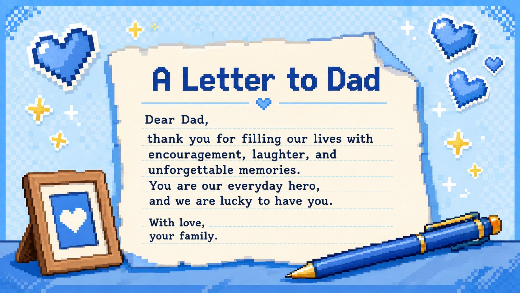 Pixel Hero Dad Tribute Deck presentation template, slide 14