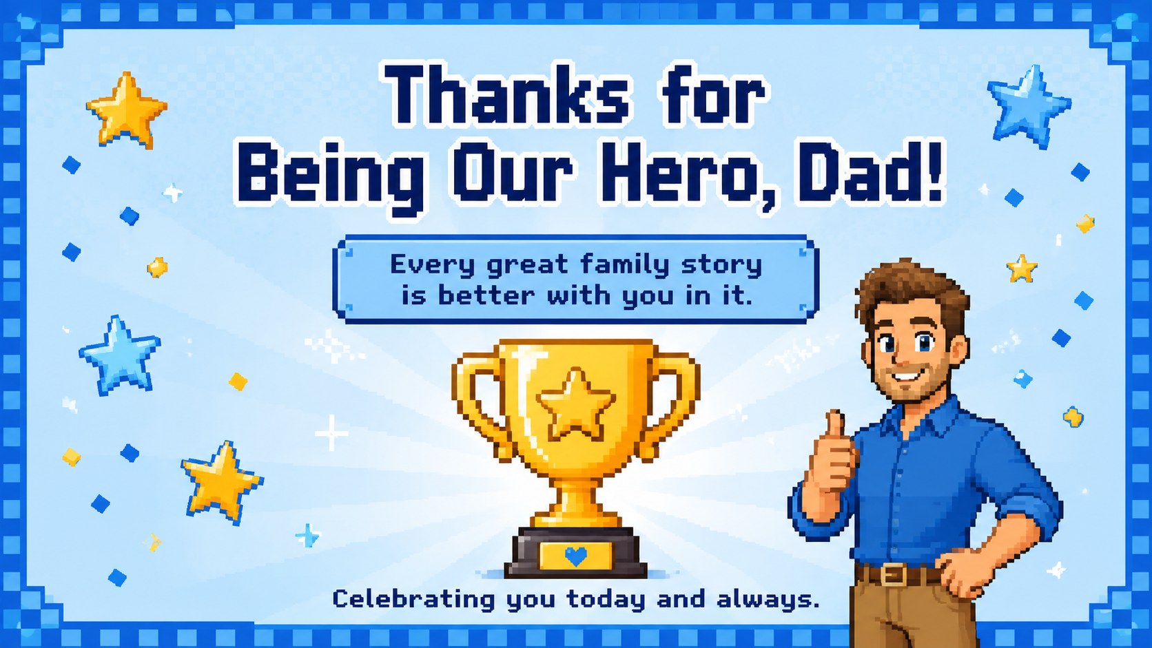 Pixel Hero Dad Tribute Deck presentation template, slide 15