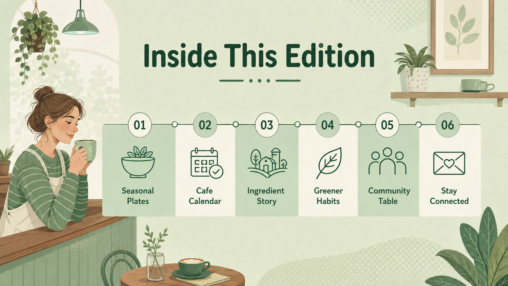 Modelo de apresentação Boletim Ilustrado de Café Vegano, slide 3