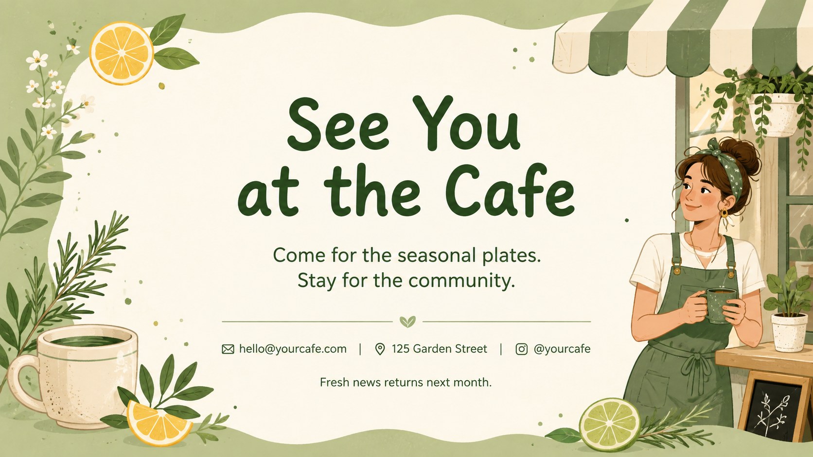 Modelo de apresentação Boletim Ilustrado de Café Vegano, slide 15