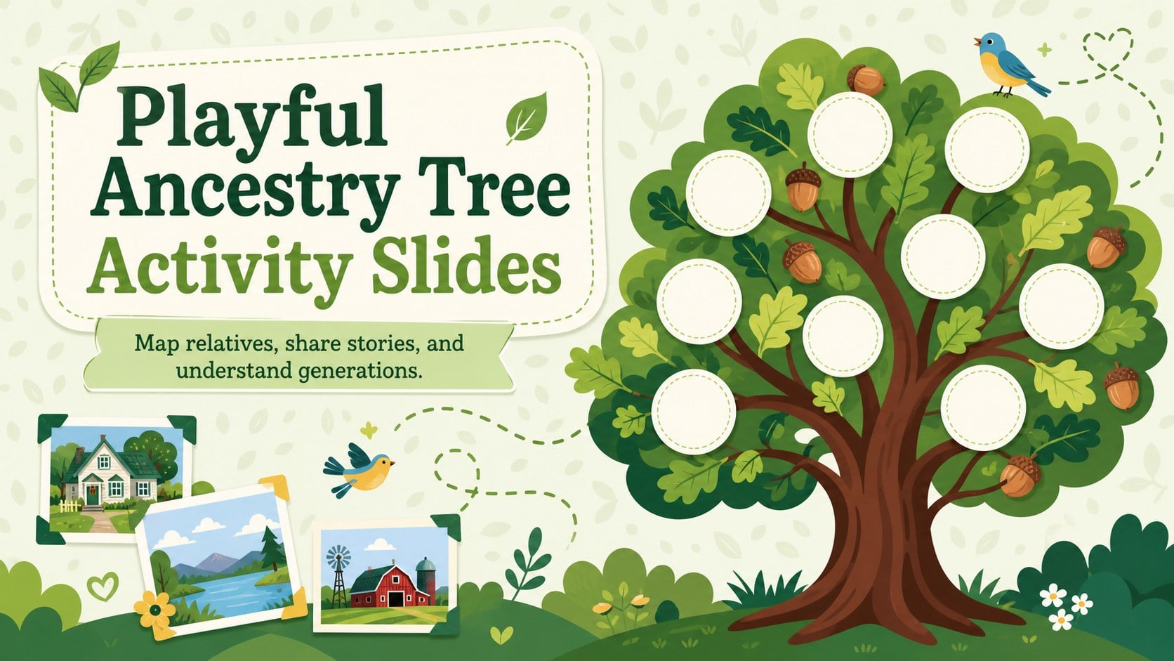 Playful Ancestry Tree Activity Slides presentation template, slide 1