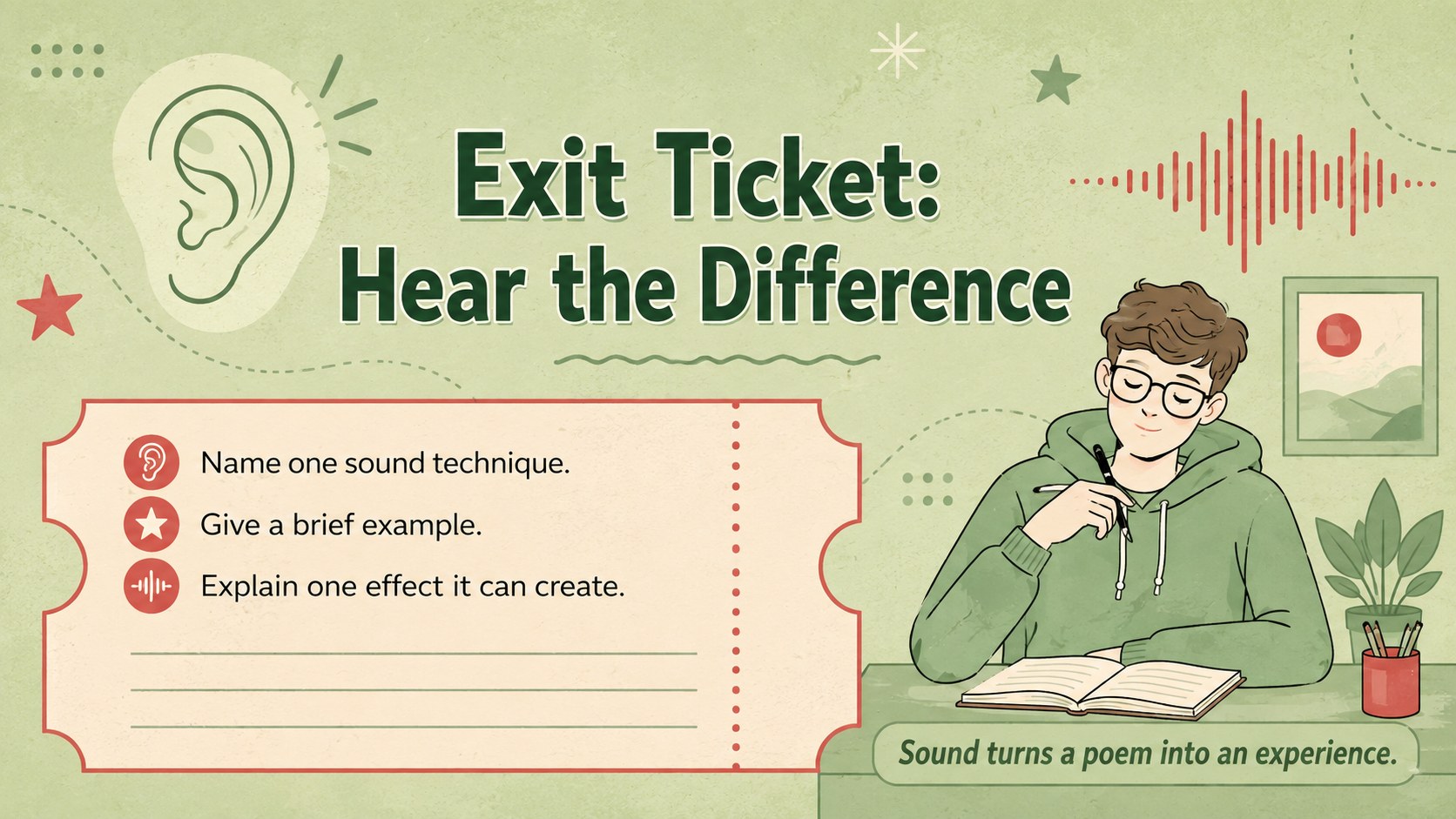 Poetry Sound Techniques Classroom Slides presentation template, slide 15