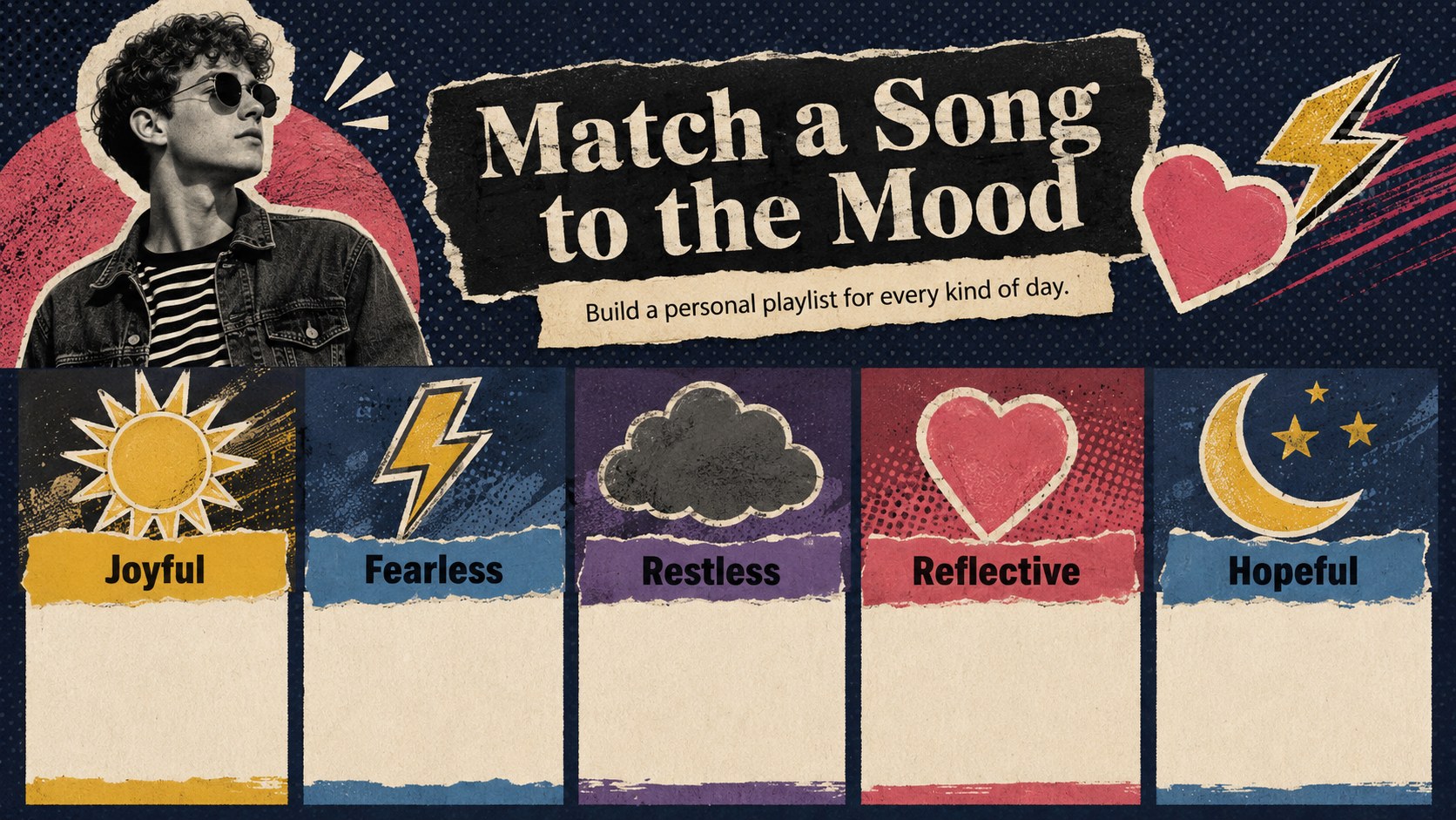 Pop Music Eras Scrapbook Theme presentation template, slide 11
