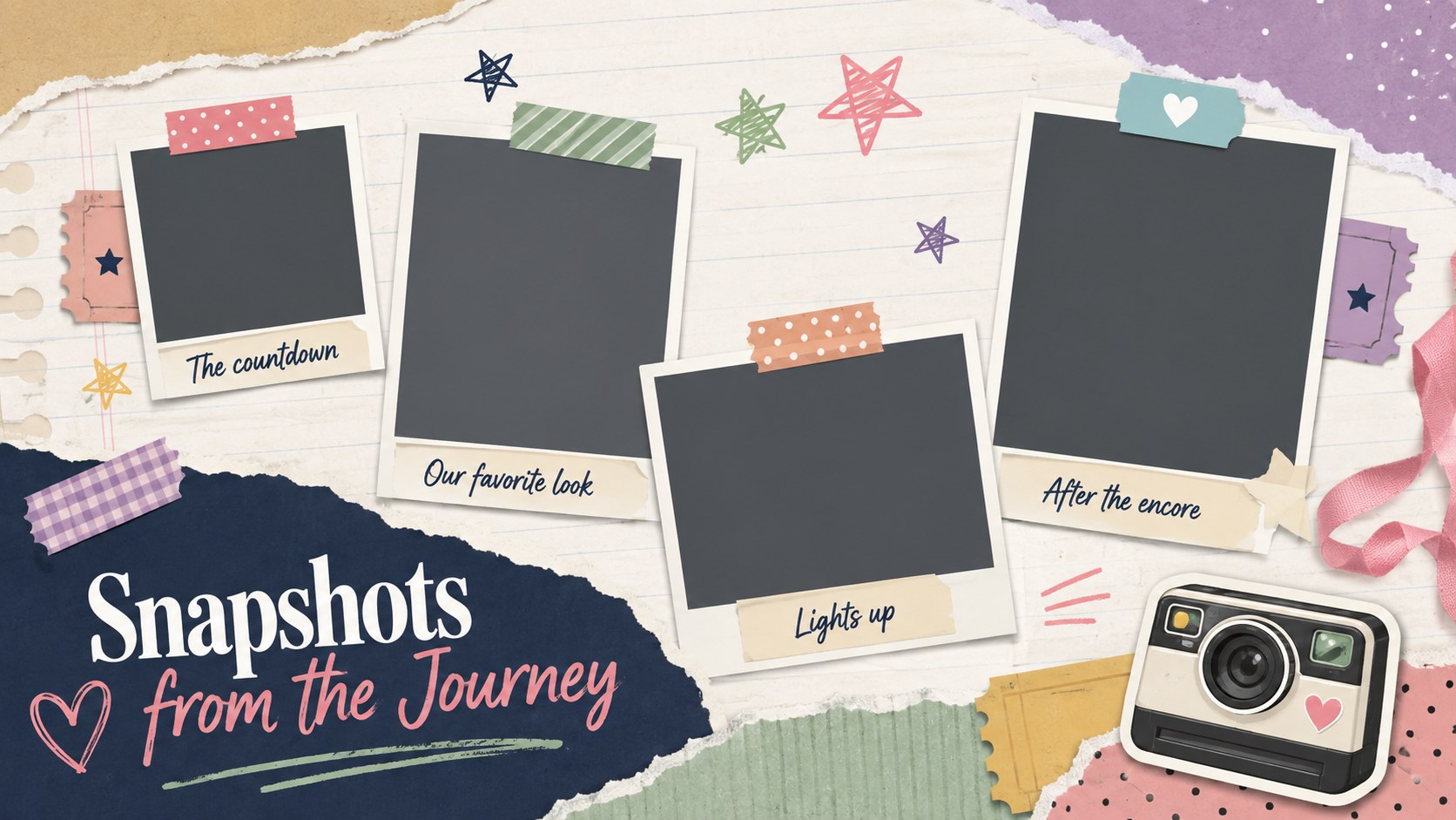 Pop Music Eras Scrapbook Theme presentation template, slide 12