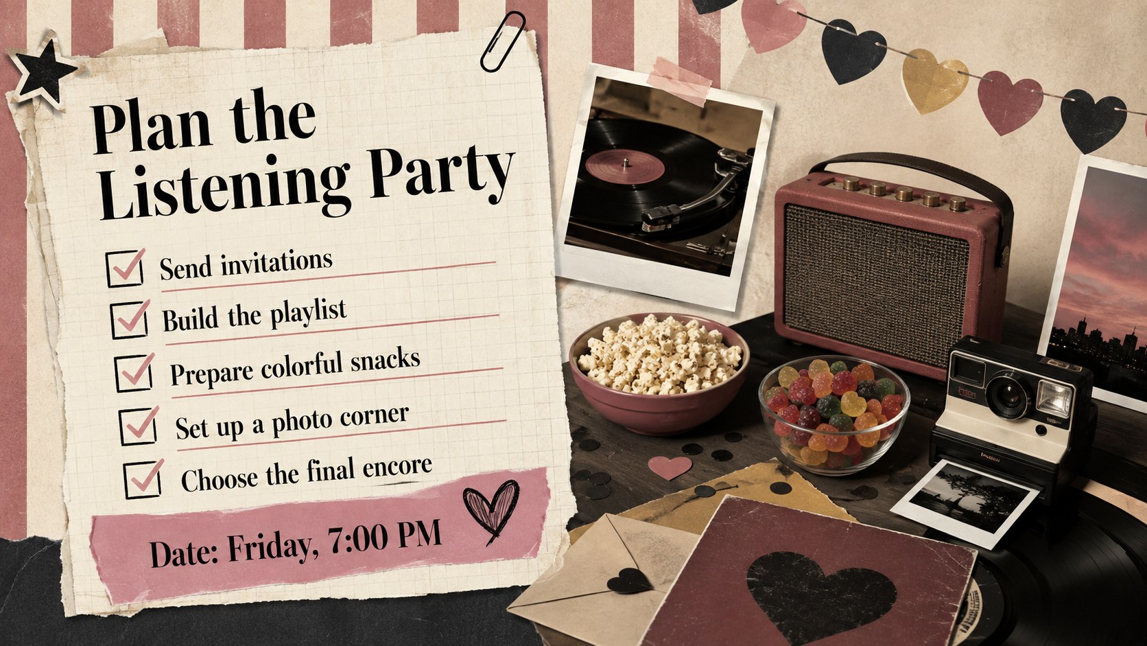Pop Music Eras Scrapbook Theme presentation template, slide 14
