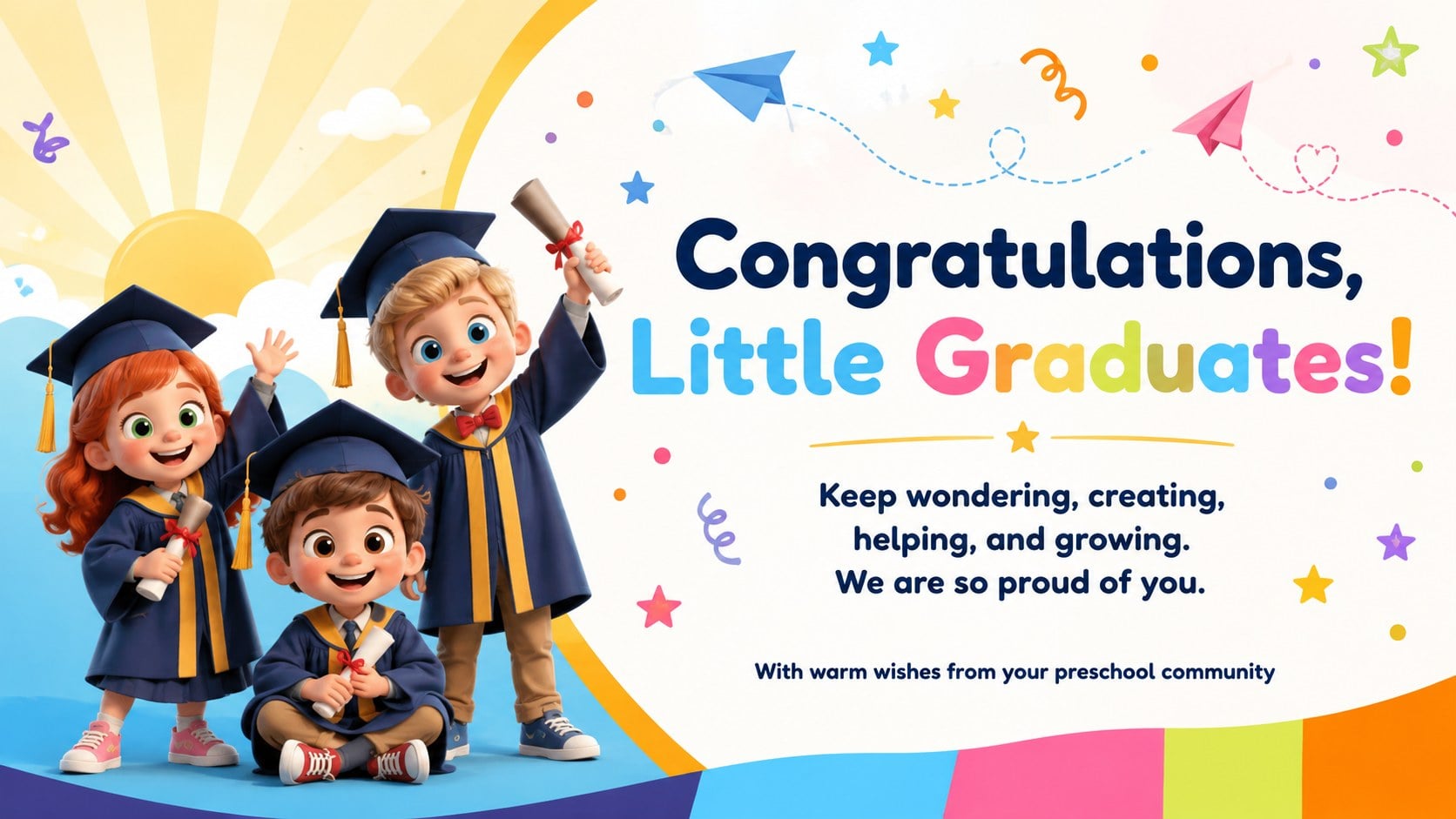 Preschool Commencement Bulletin Deck presentation template, slide 15