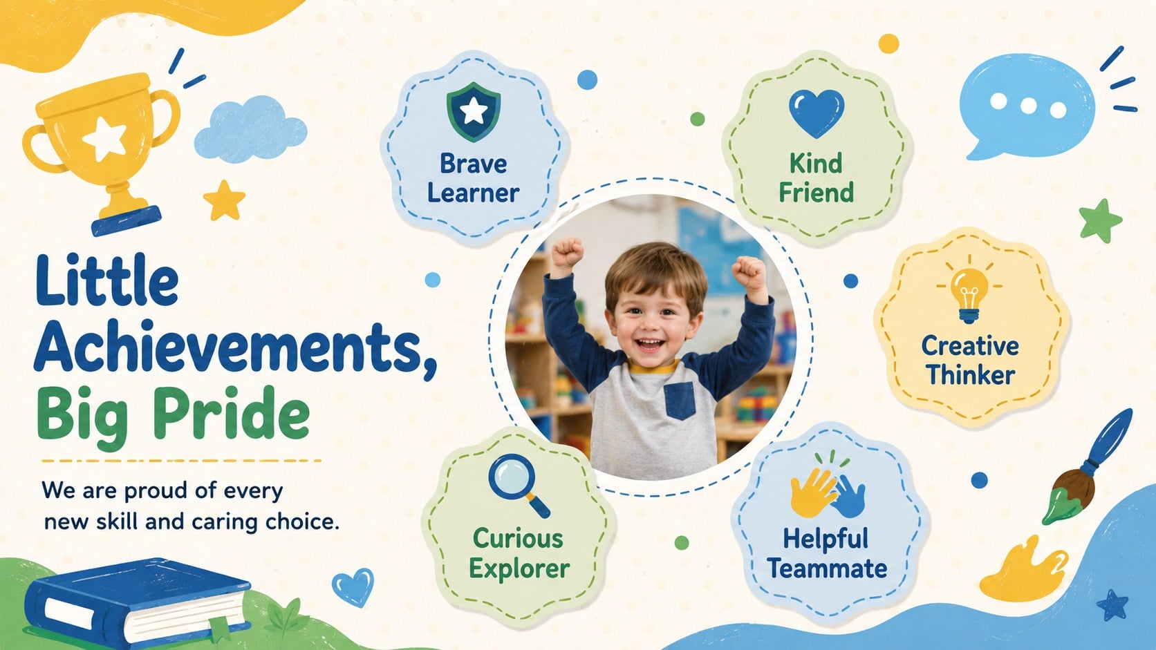 Preschool Memory Book Presentation presentation template, slide 14