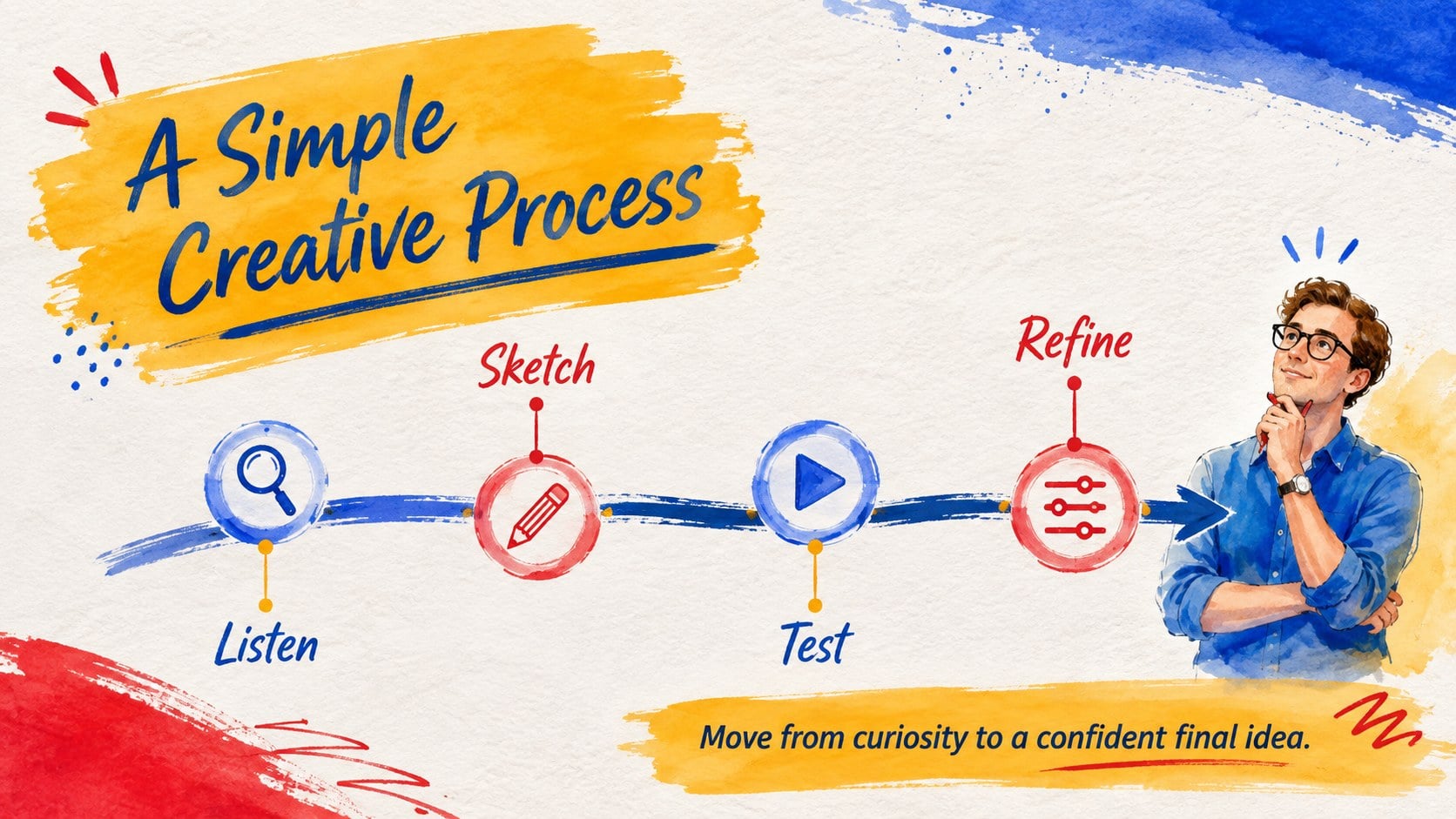 Primary Color Watercolor Creative Deck presentation template, slide 6