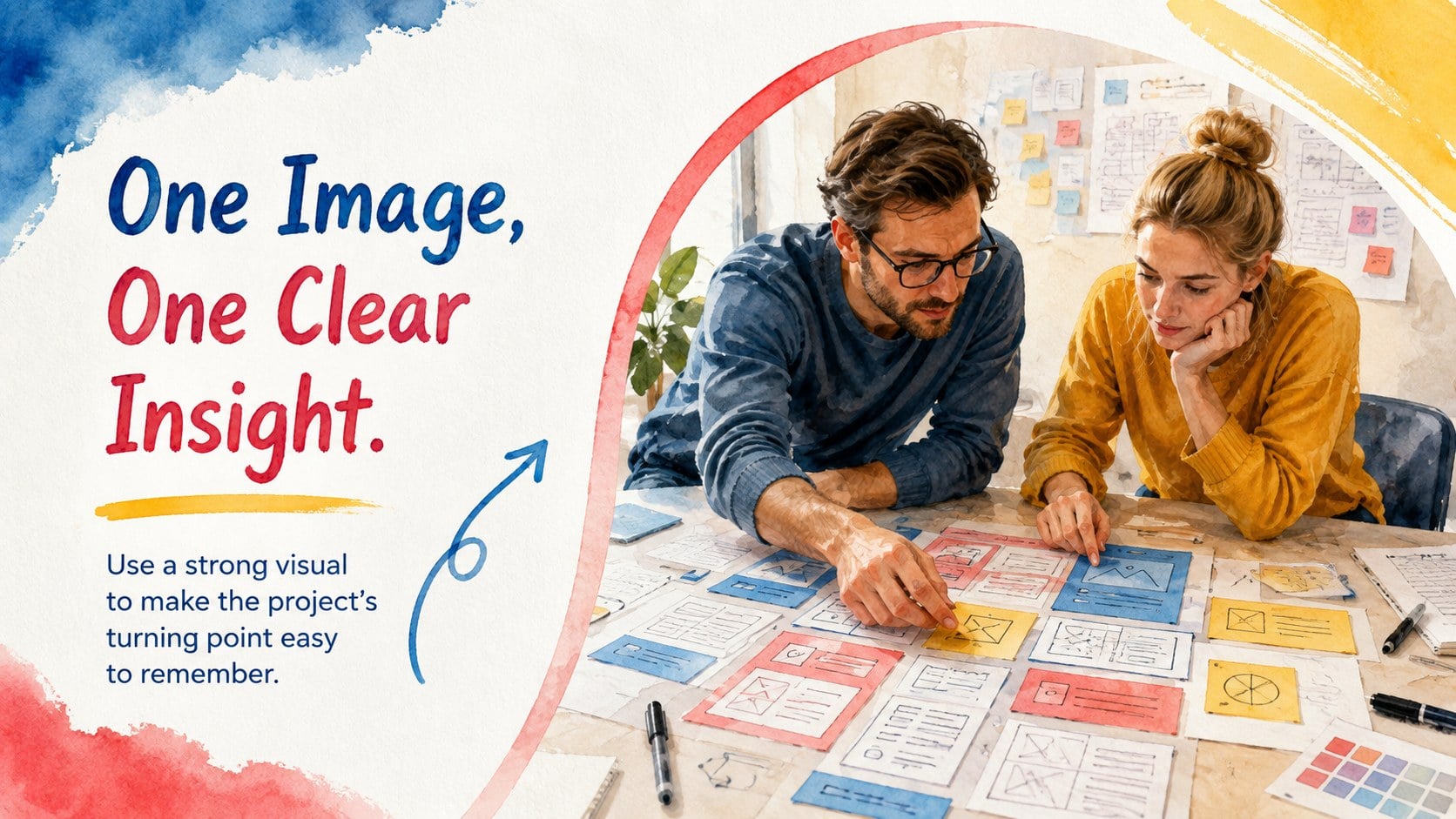 Primary Color Watercolor Creative Deck presentation template, slide 9