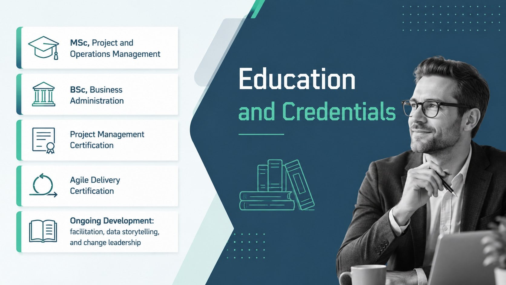 Project Leadership CV Portfolio Theme presentation template, slide 10
