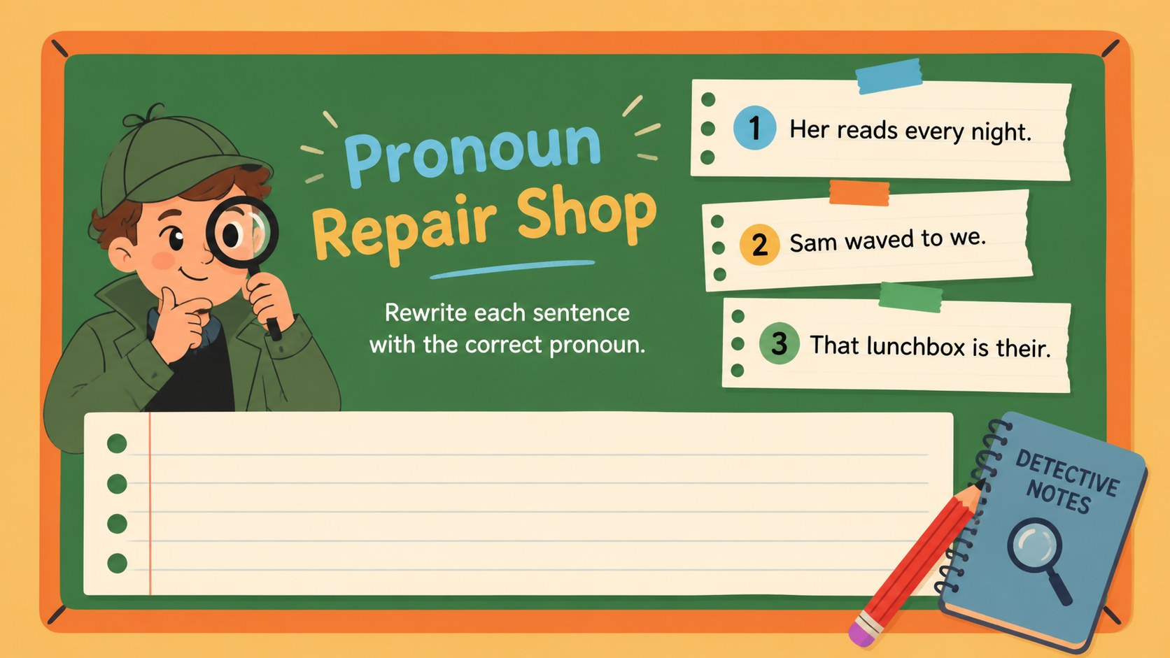 Pronoun Cases Grammar Slides for Young Learners presentation template, slide 11