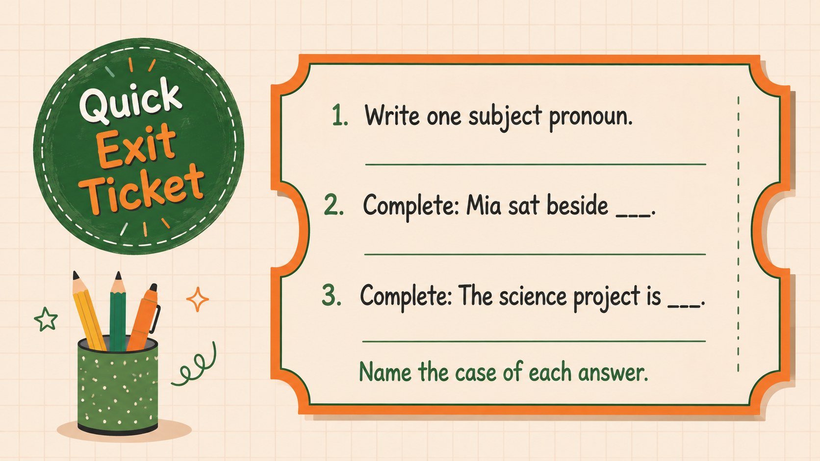 Pronoun Cases Grammar Slides for Young Learners presentation template, slide 14