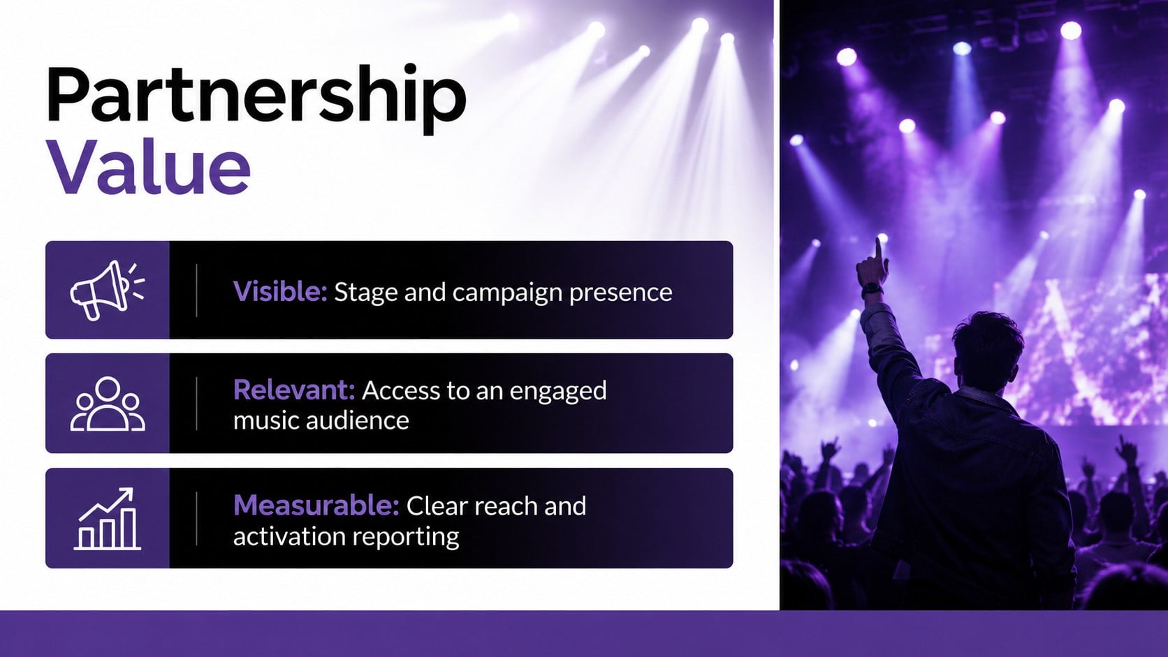 Purple Concert Promotion Pitch Deck presentation template, slide 10