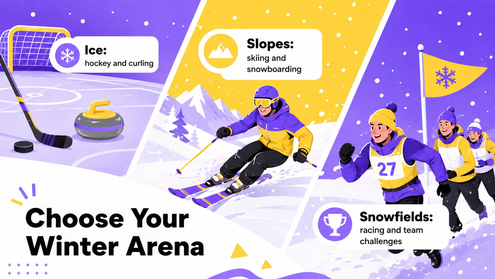 Modelo de apresentação Esportes de Inverno em Rota Roxa, slide 3