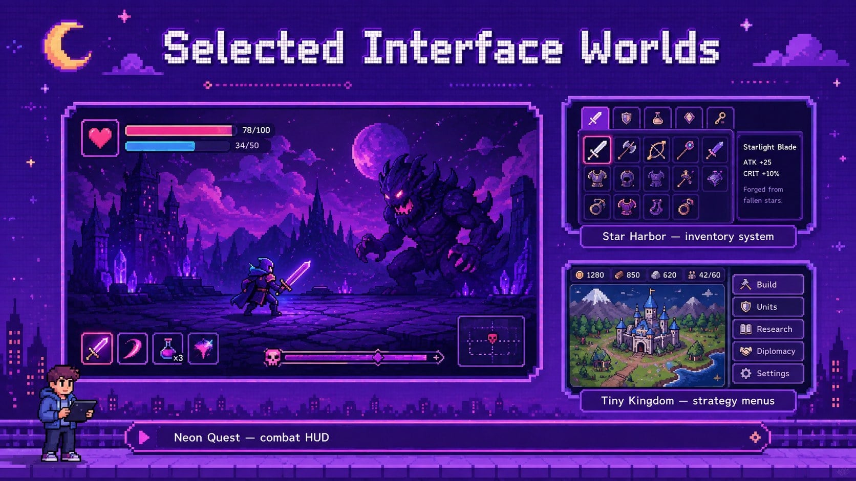 Retro Game UI Portfolio Deck presentation template, slide 10