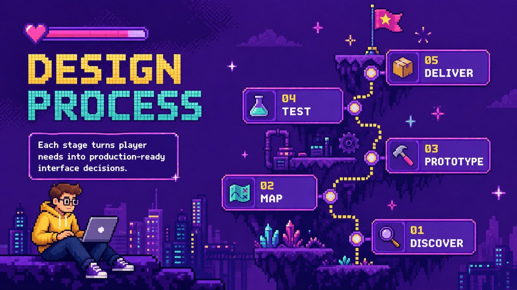 Retro Game UI Portfolio Deck presentation template, slide 13