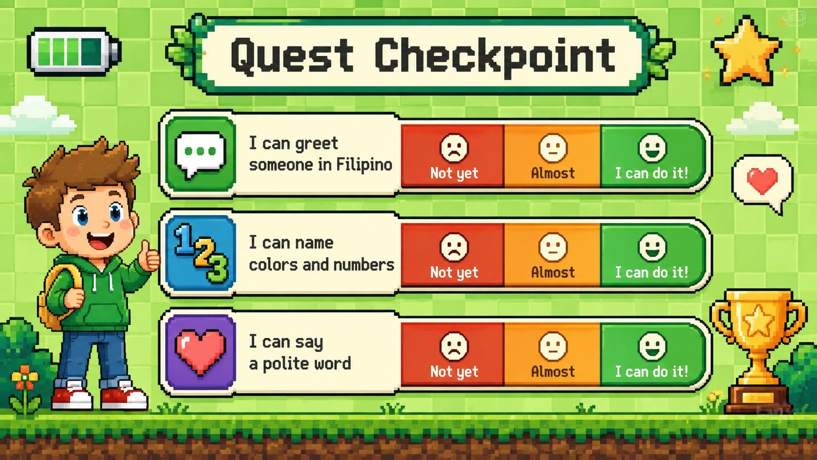 Retro Pixel Filipino Language Adventure presentation template, slide 14