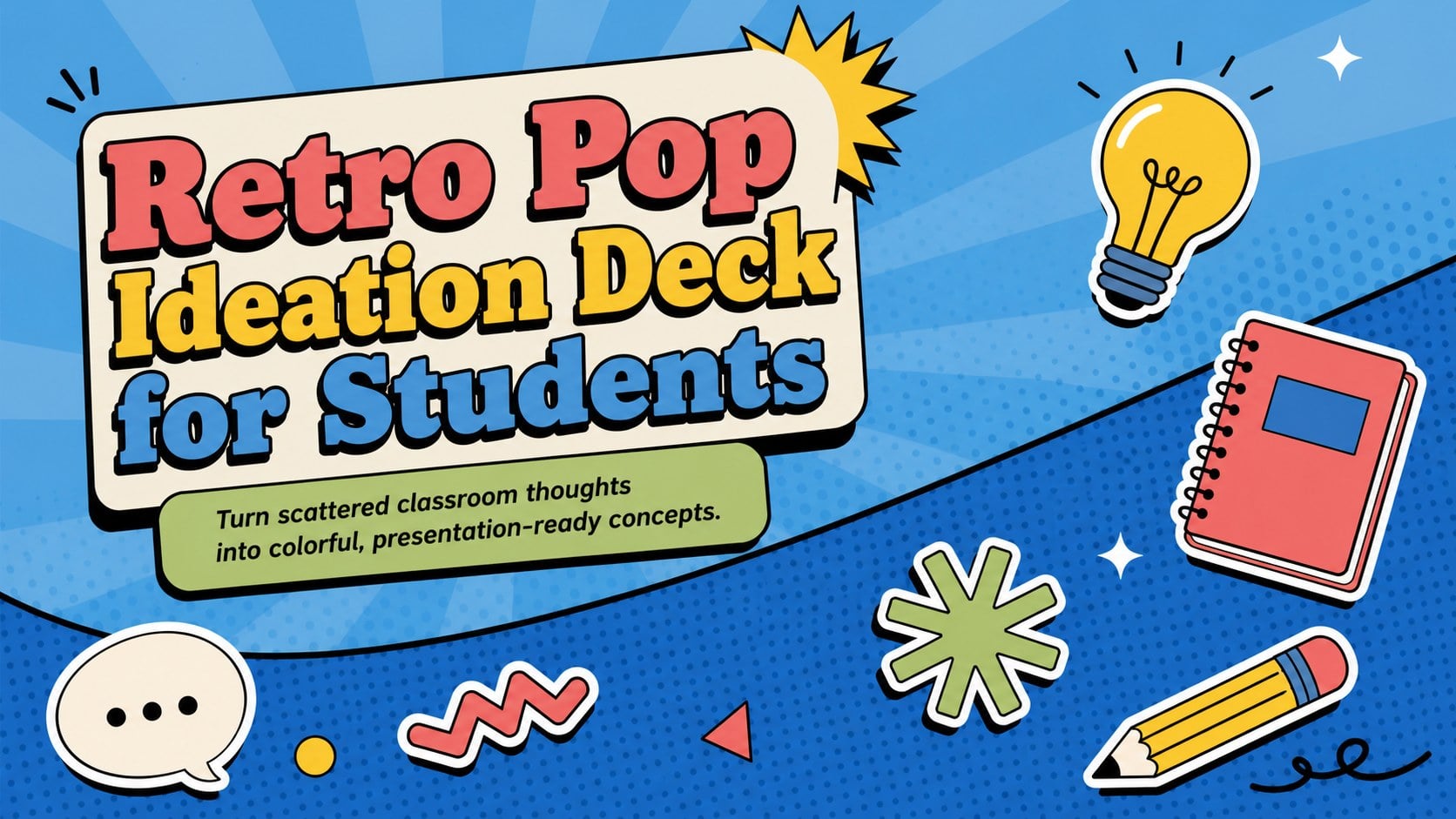 Modelo de apresentação Deck de Ideação Retrô Pop, slide 1