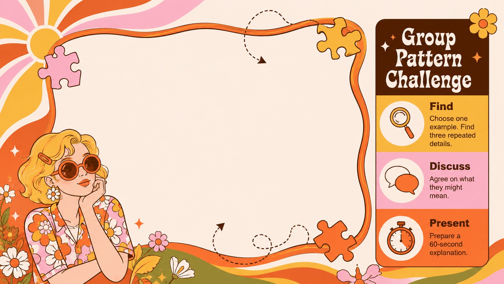 Retro Psychedelic Classroom Theme presentation template, slide 13