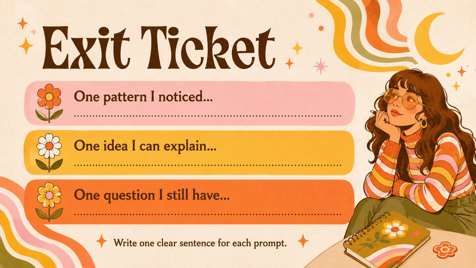 Retro Psychedelic Classroom Theme presentation template, slide 14