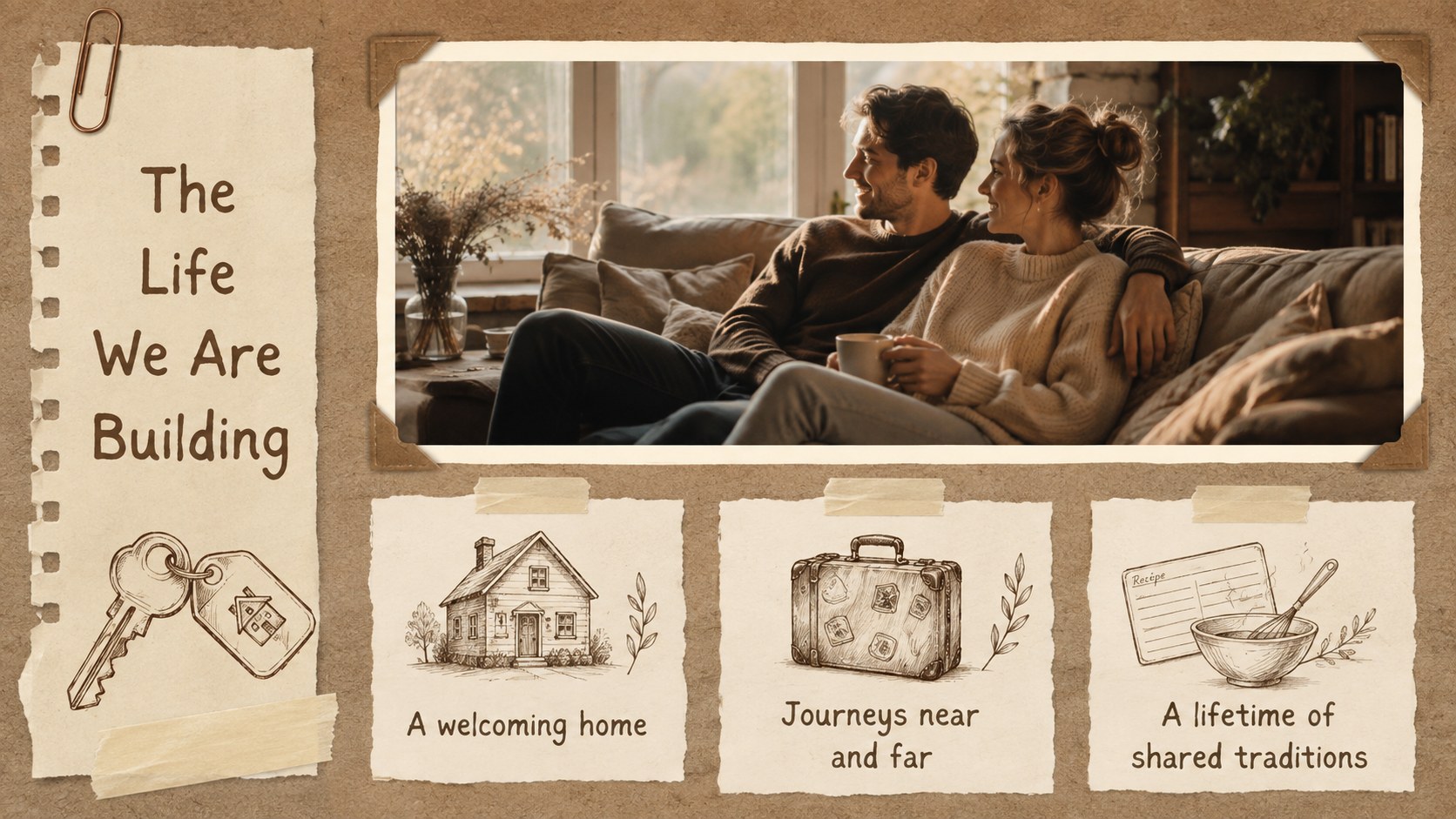 Rustic Engagement Memory Scrapbook Deck presentation template, slide 12