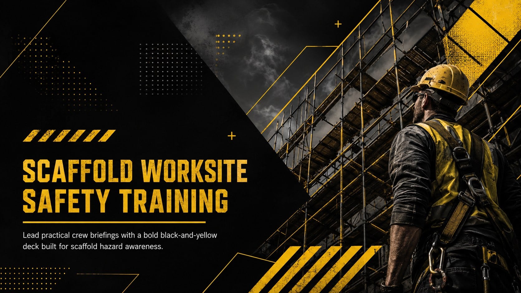 Scaffold Worksite Safety Training presentation template, slide 1