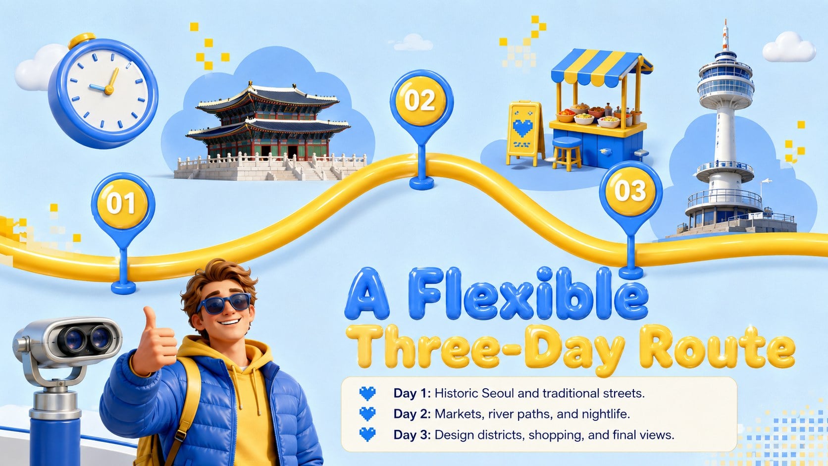 Seoul City Break Slides with Playful Y2K Style presentation template, slide 14