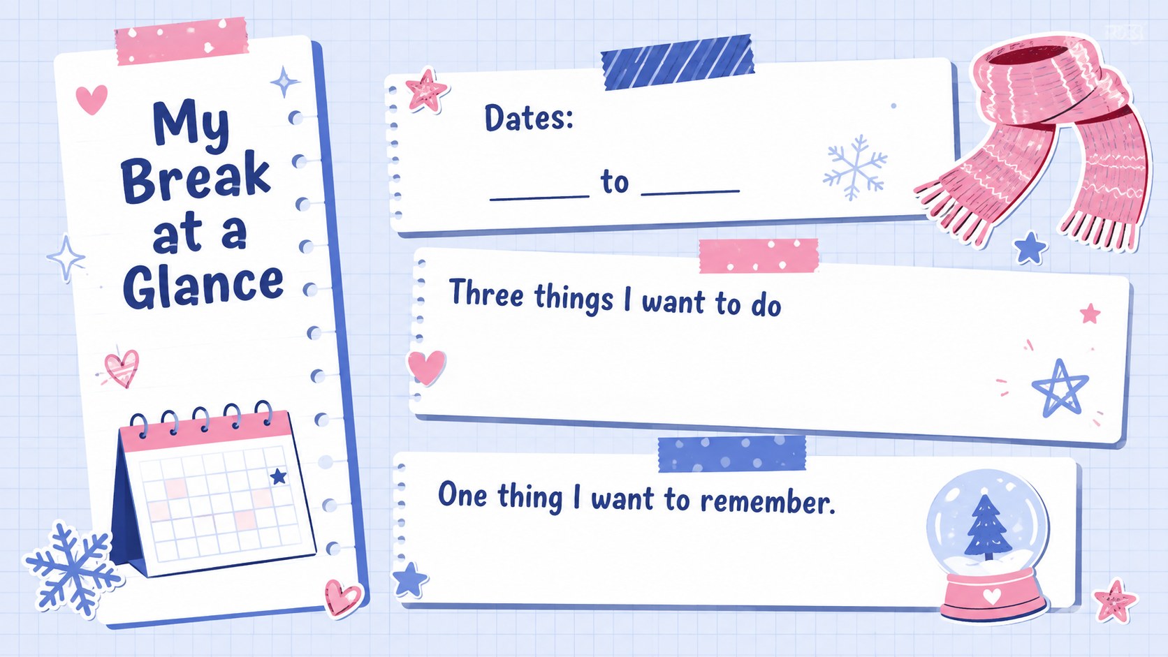 Snowy Holiday Memory Journal Deck presentation template, slide 2
